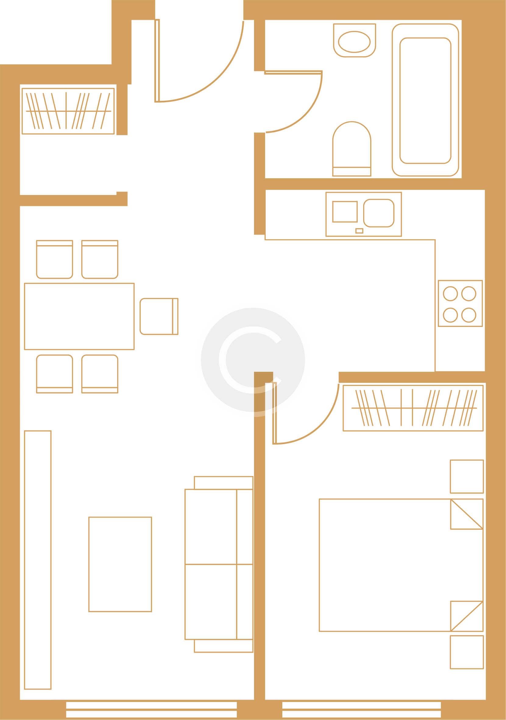 1 quarto / 2 banheiros